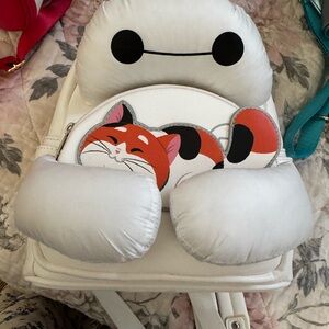 White Backpack with Cartoon Design